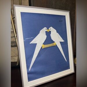 Handmade origami love birds